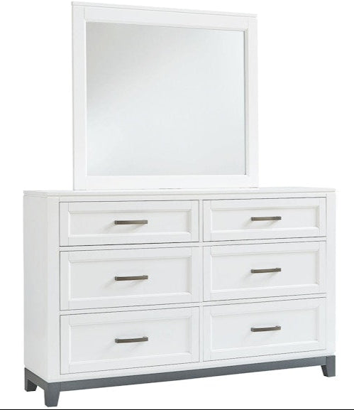 Esevo Brynburg Dresser & Mirror Set – Modern Wooden 6-Drawer Dresser with Matching Mirror for Bedroom Storage